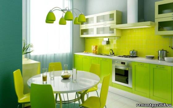кухня зеленого цвета
