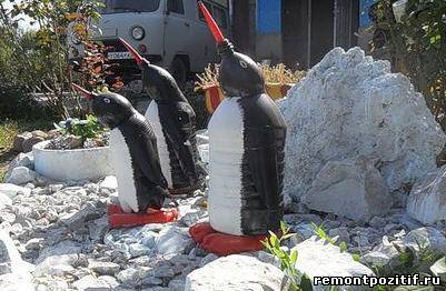 пингвины из пластиковых канистр