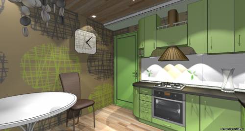 дизайн кухни в зеленом цвете