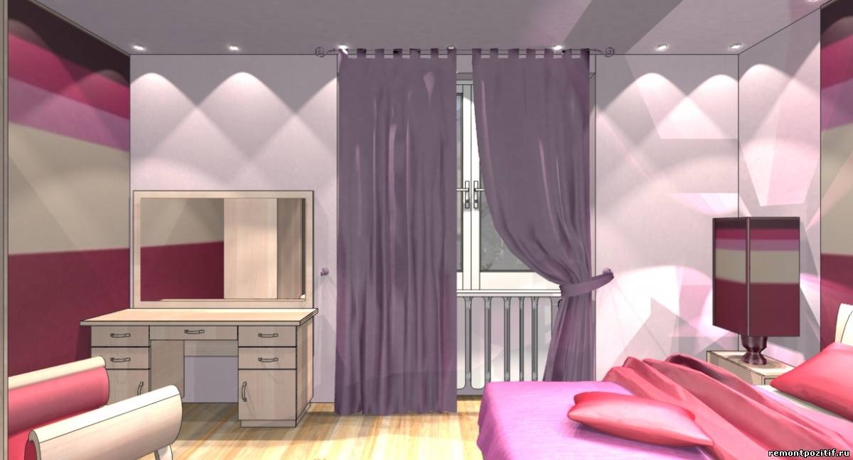 дизайн спальни в розовом цвете