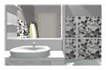 ремонт : Дизайн - проект ванной комнаты 3 кв. метра в черно-белом цвете