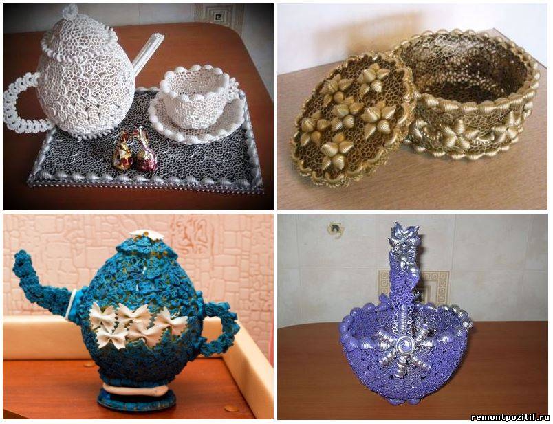 Поделки из макарон для дома своими руками 15