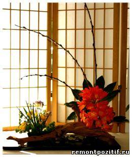 Икебана из цветов для украшения интерьера. Составление икебаны