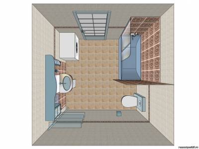 Дизайн проект небольшой ванной комнаты с туалетом